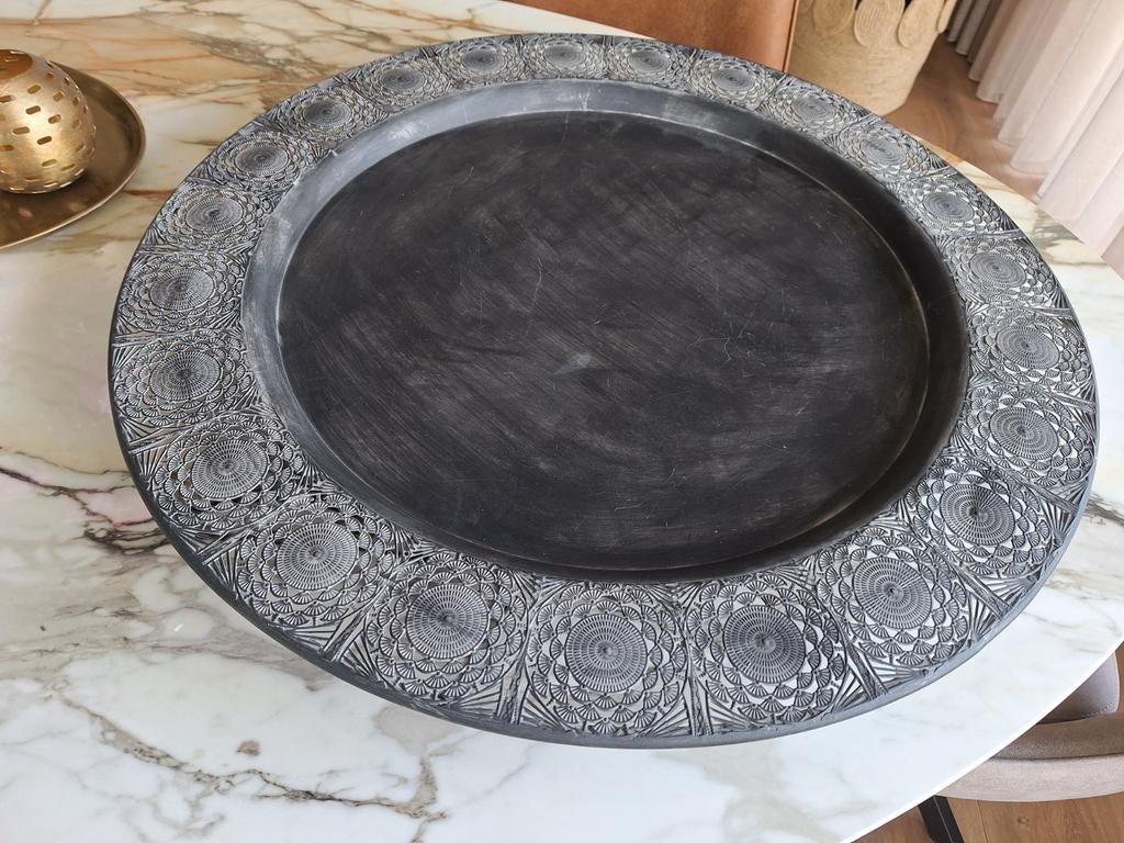 Decoratieve ronde schaal met patroon, Ophalen of Verzenden, Zo goed als nieuw, Rond