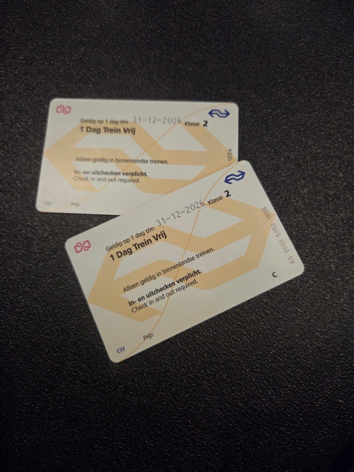 2x ns dagkaarten.  als set van 2,   69,99 euro, Tickets en Kaartjes, Twee personen, Trein, Algemeen kaartje