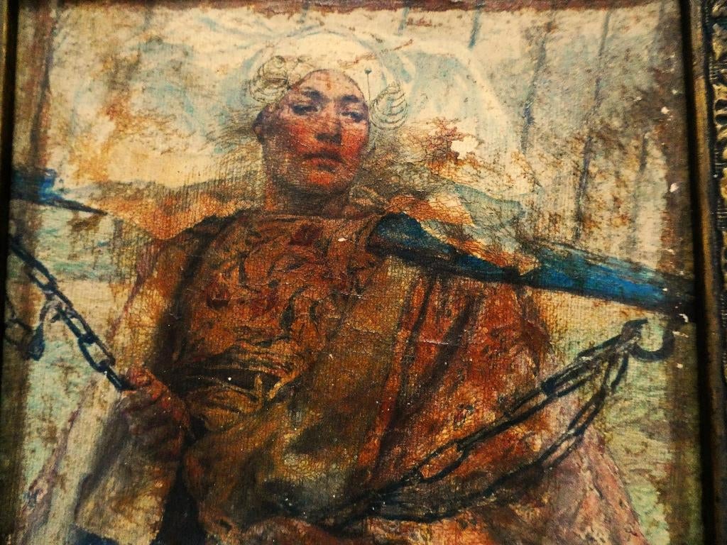 Schilderij n. Hans von Bartels A young fishing girl Rijsoord, Antiek en Kunst, Ophalen of Verzenden