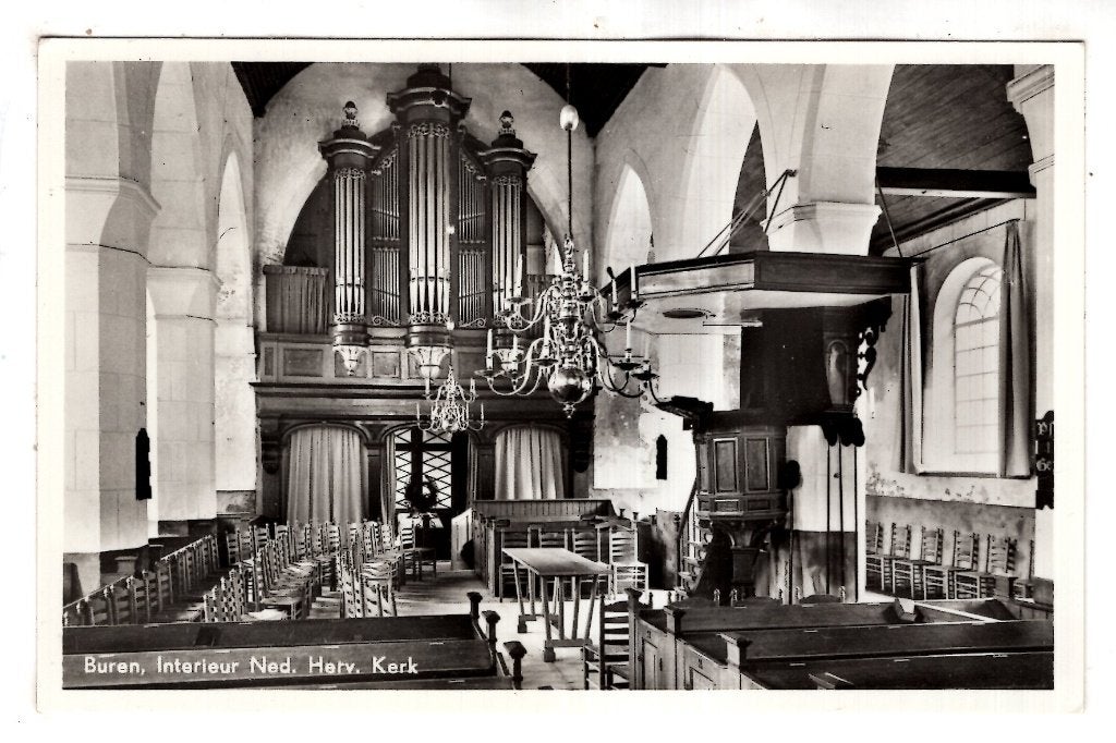 Buren Interieur  met Orgel Kerk, Verzenden, 1940 tot 1960, Ongelopen