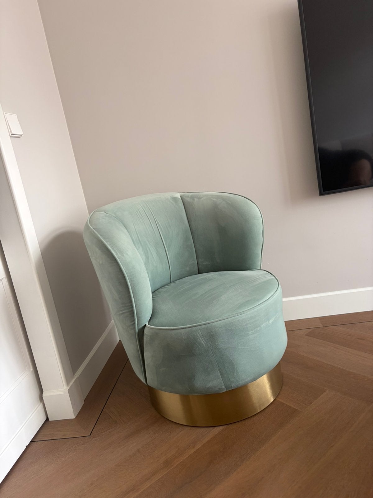 Fluwelen fauteuil, Huis en Inrichting, Fauteuils, Ophalen of Verzenden, Zo goed als nieuw, 75 tot 100 cm, 50 tot 75 cm