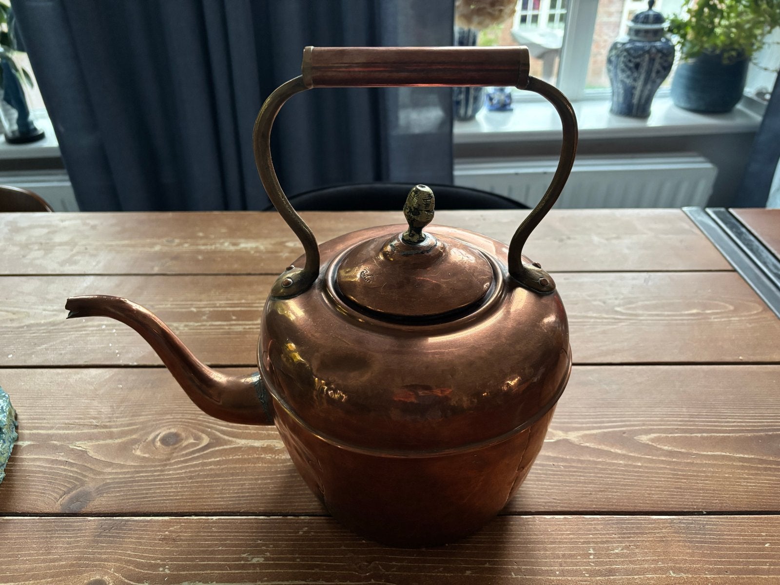 Antieke koperen theepot, Ophalen of Verzenden, Koper