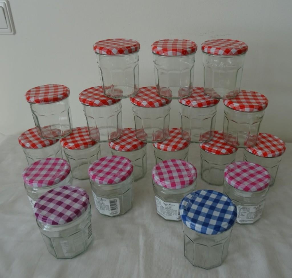 20 Bonne Maman jampotten., Huis en Inrichting, Keuken | Potten en Pannen, Ophalen, Gebruikt