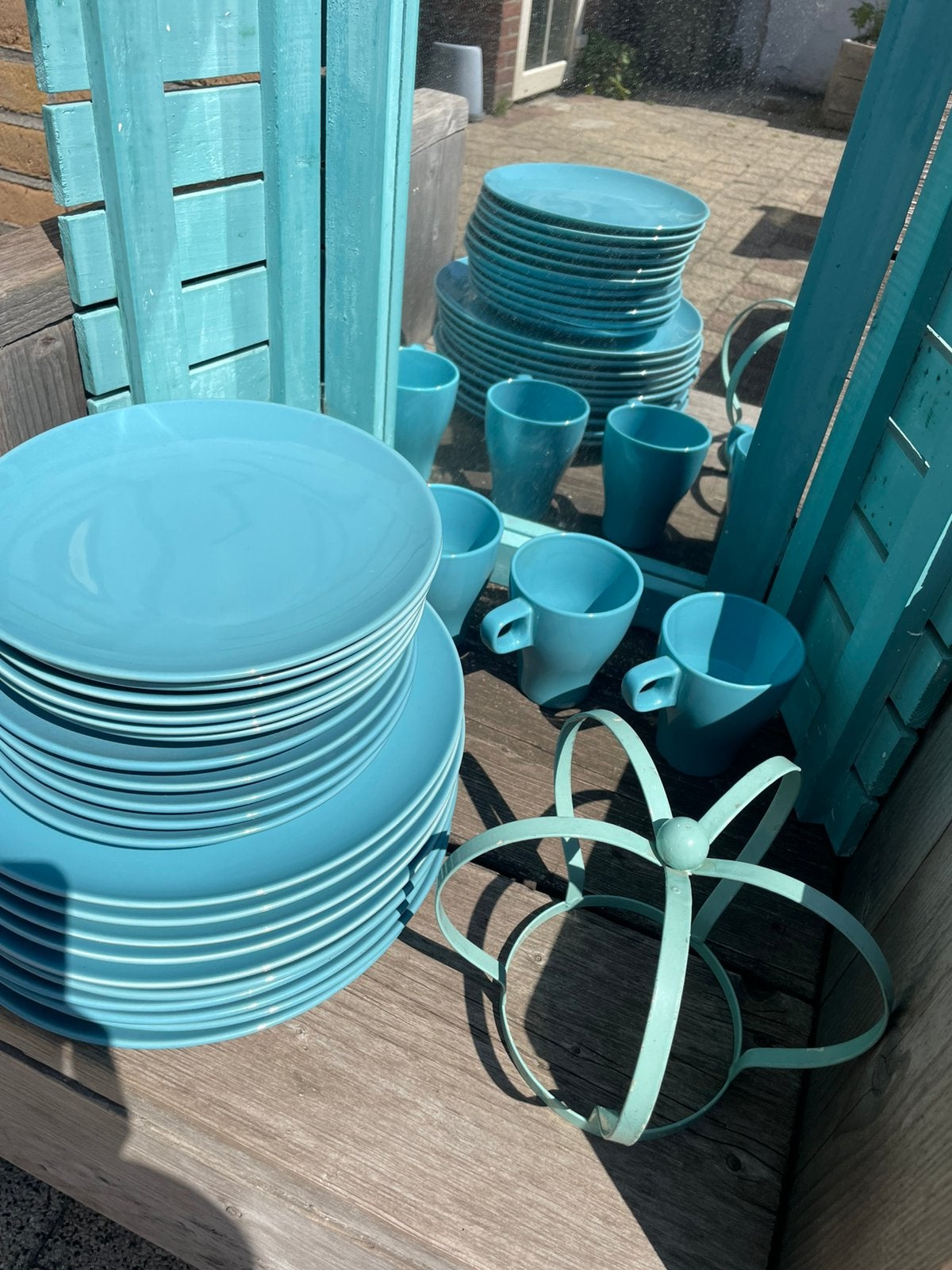 Servies borden ikea ontbijt diner turquoise / spiegel, Ophalen