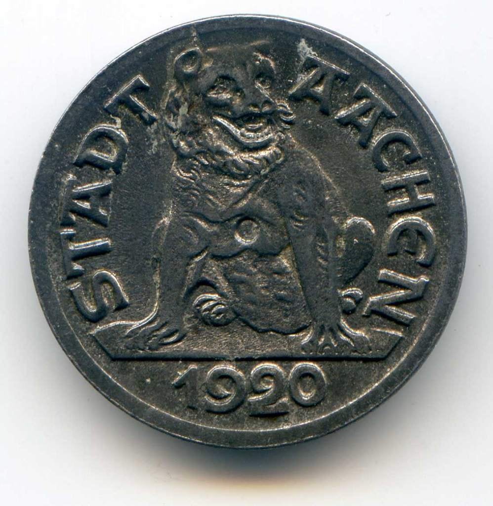 Duitsland Noodgeld Aken 10 Pfennig 1920 Hond, Ophalen of Verzenden, Duitsland