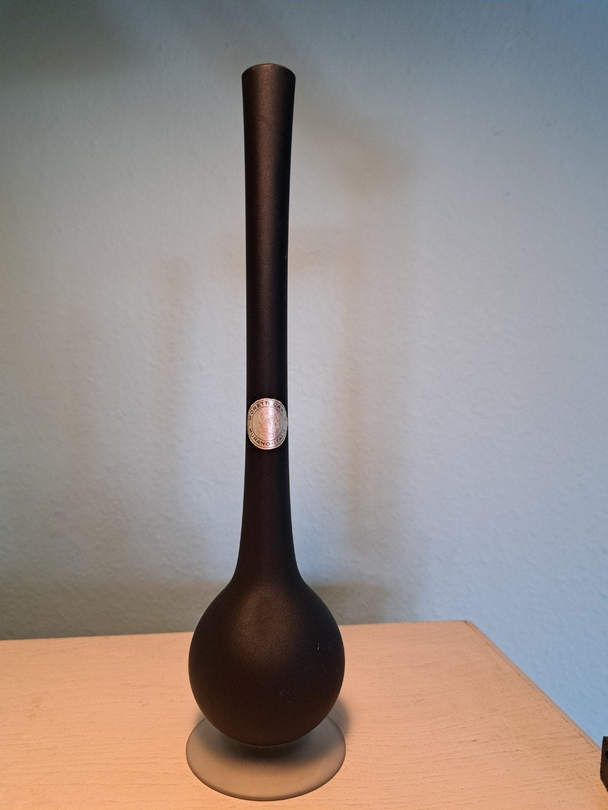 Carlo Moretti mat zwarte vaas, Murano., Ophalen
