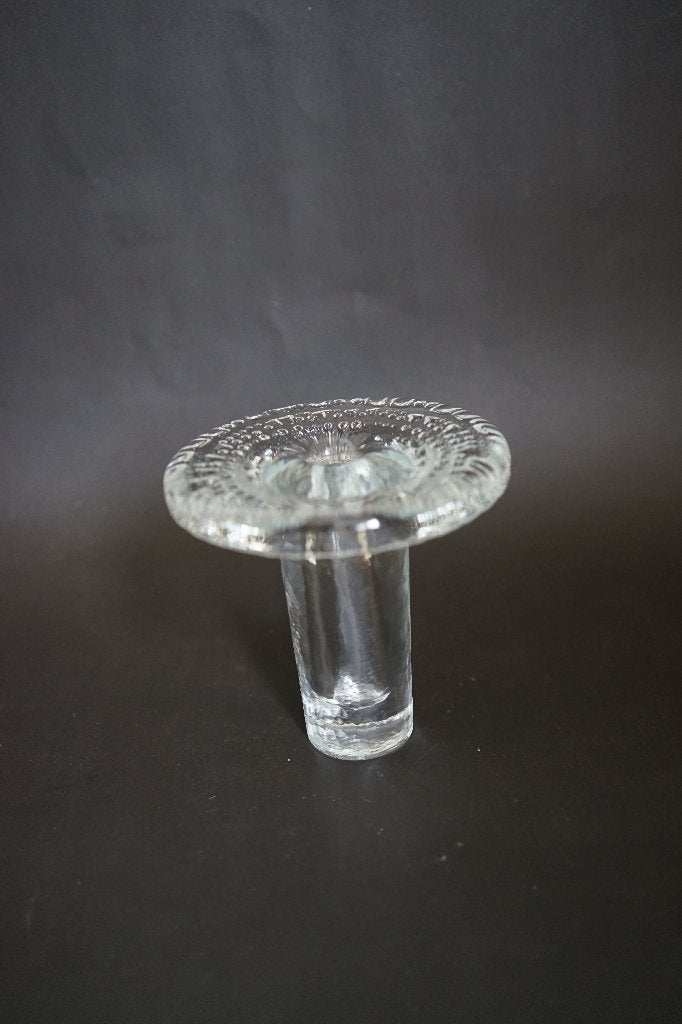 vintage design kandelaar solifleur glas object mushroom, 12 cm, Met patroon/structuur, Transparant, Ophalen of Verzenden