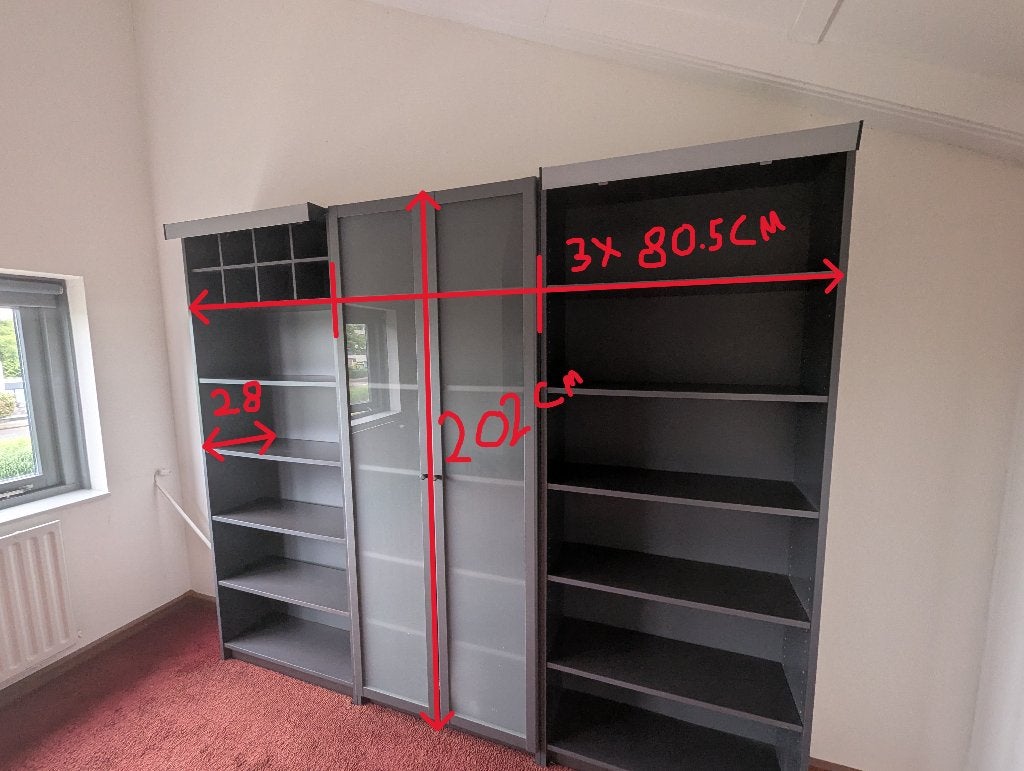 GRATIS 3 kasten 202x80.5x28cm, Ophalen, Met deur(en), 50 tot 100 cm, Zo goed als nieuw