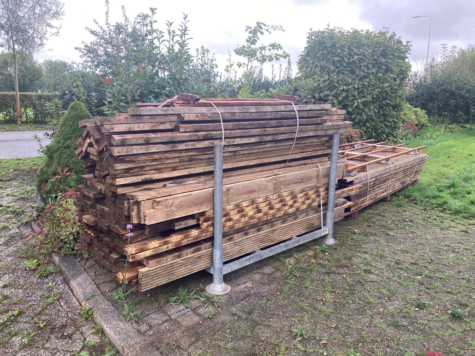 Hardhouten terrasplanken /vloerdelen met groef, Ophalen, Gebruikt, Hout