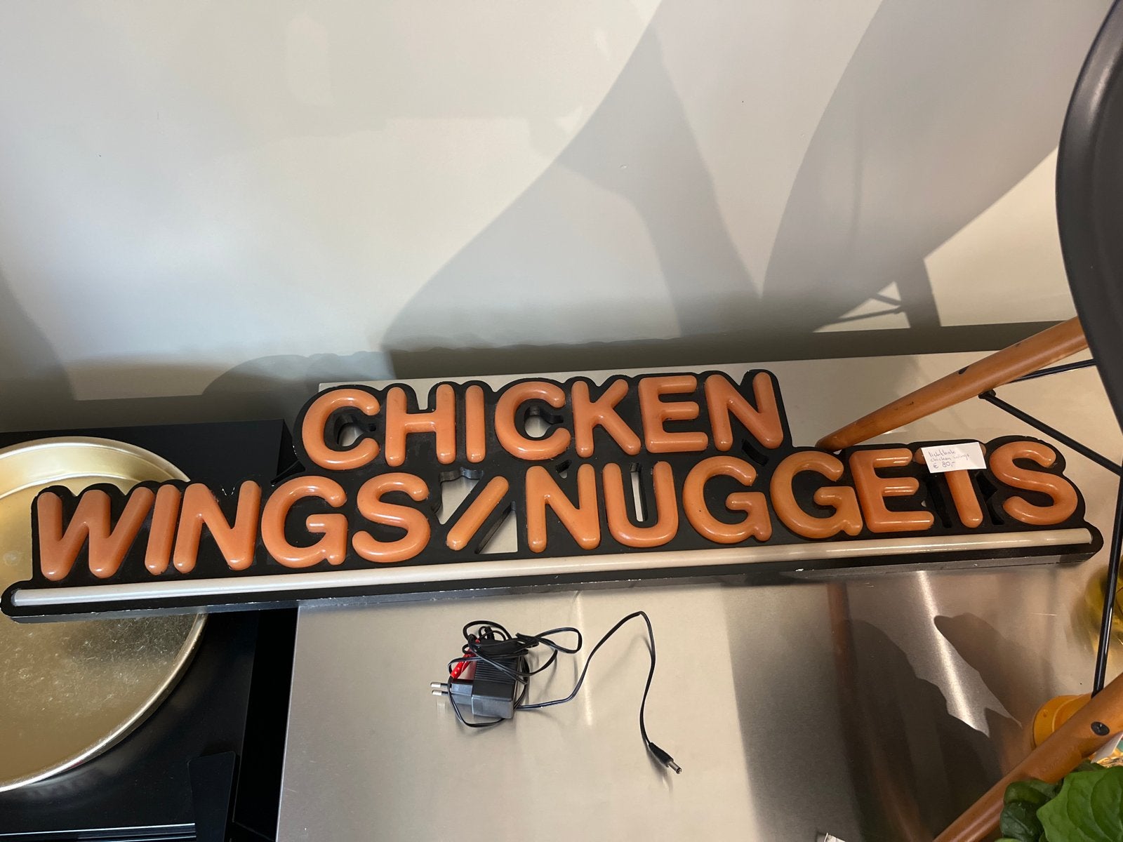Lichtbak reclame 'Chicken Wings/Nuggets' - 24x105 cm, Ophalen, Vintage, Gebruikt, Kunststof