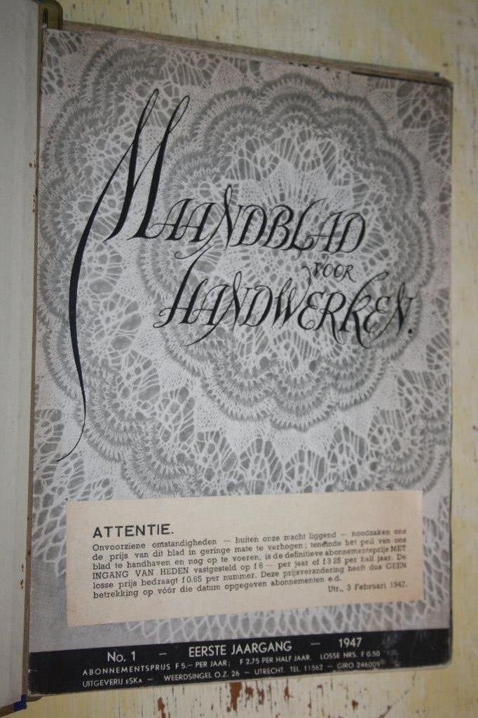 Maandblad voor Handwerken Jaargang 1947 Ariadne, Ophalen of Verzenden, Gebruikt, Haken, Patroon of Boek