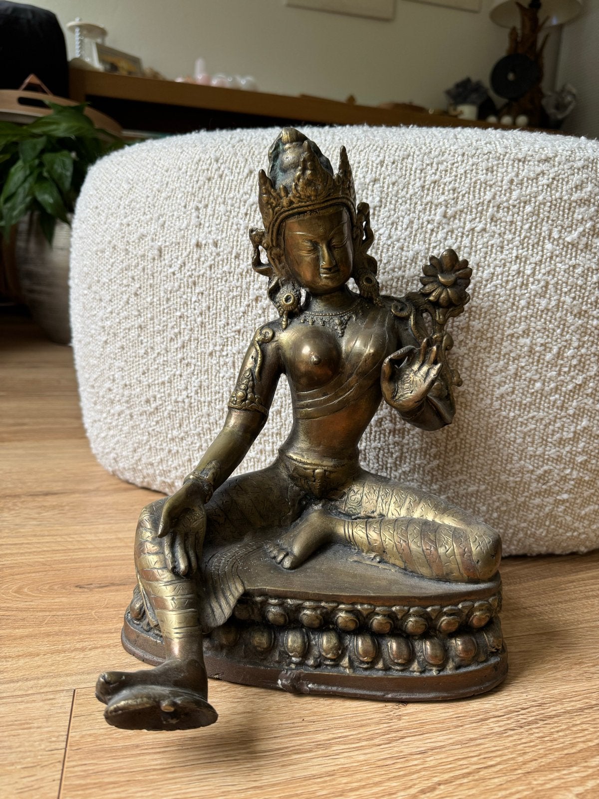 Bronzen Beeld van Tara - Aziatische Godin, Ophalen of Verzenden, 20 - 50 cm, Beeld, Bruin