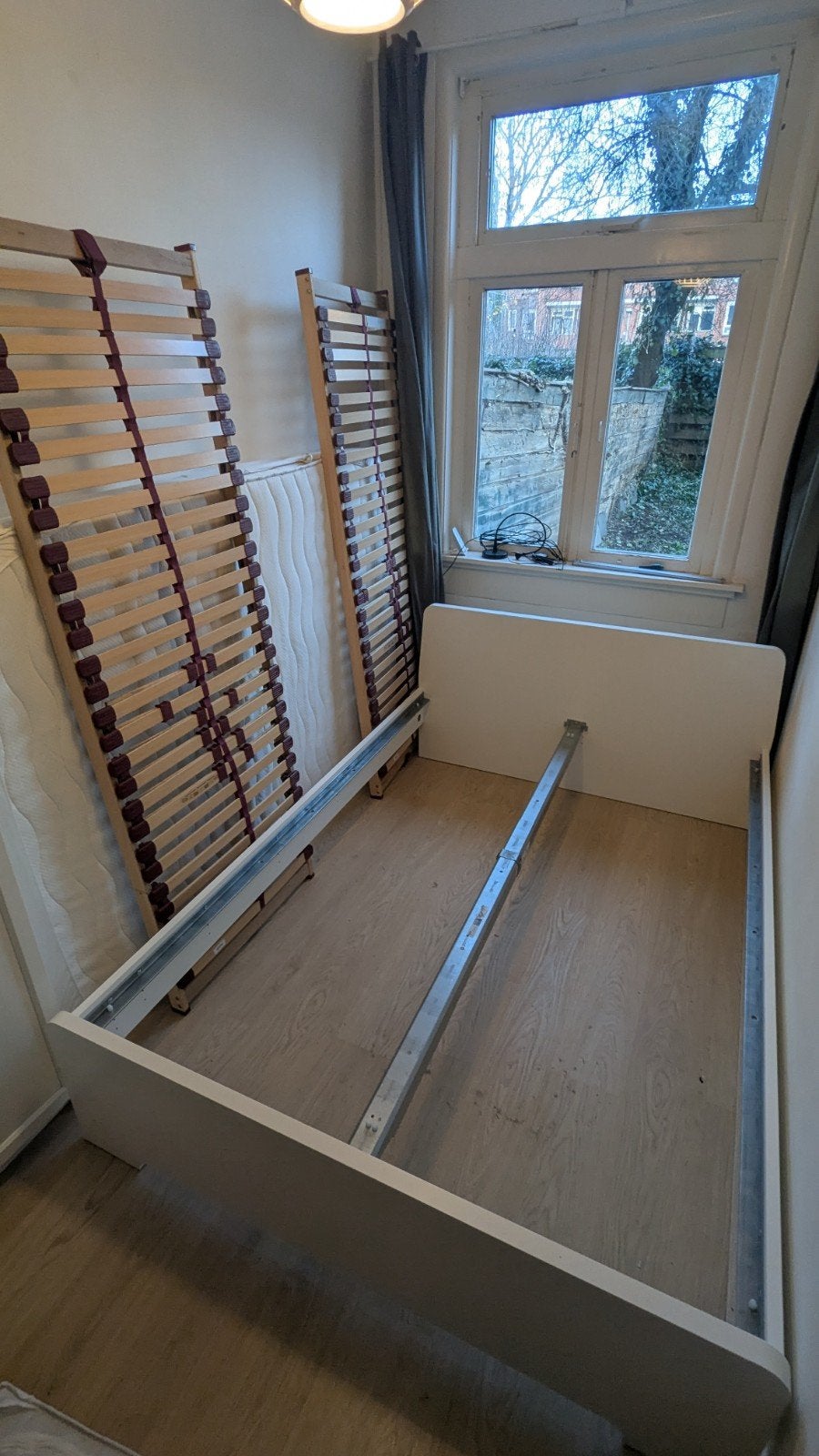 IKEA bedframe wit, zonder lattenbodem, Ophalen, Gebruikt, Wit, Tweepersoons