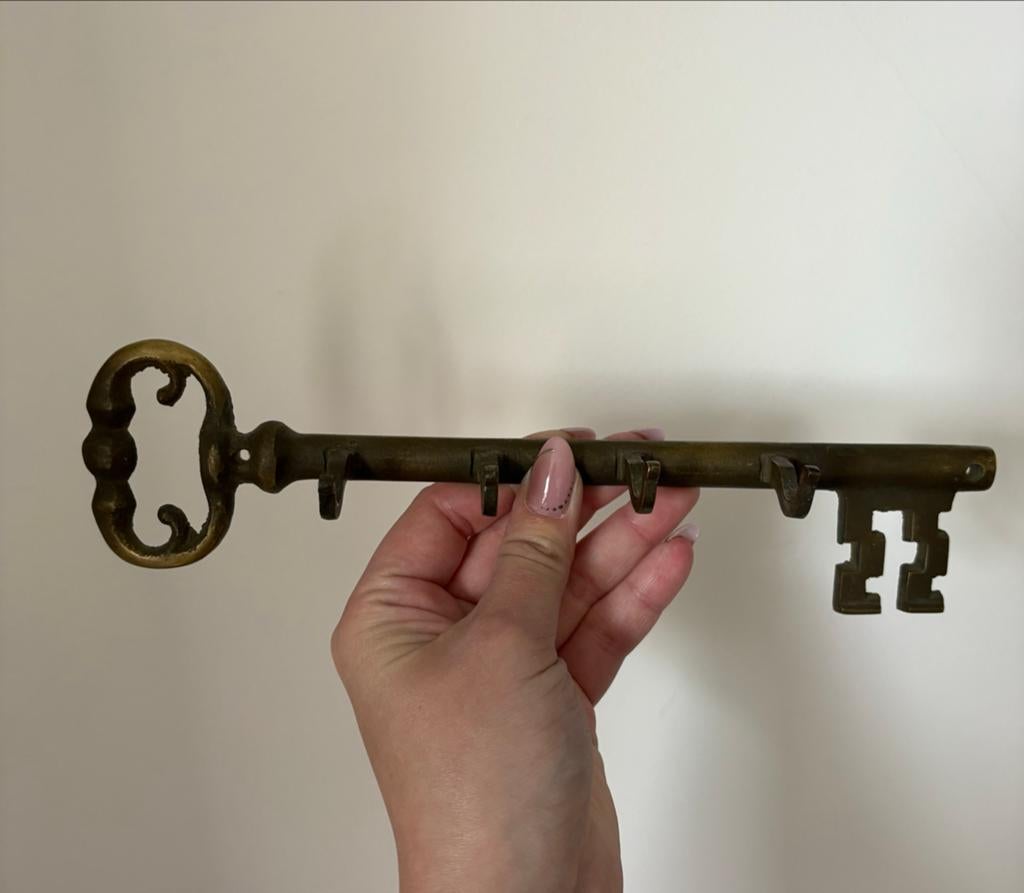 Vintage Messing Sleutelrekje Uit Frankrijk, Gebruikt, Wandhaken, Ophalen of Verzenden, Minder dan 100 cm