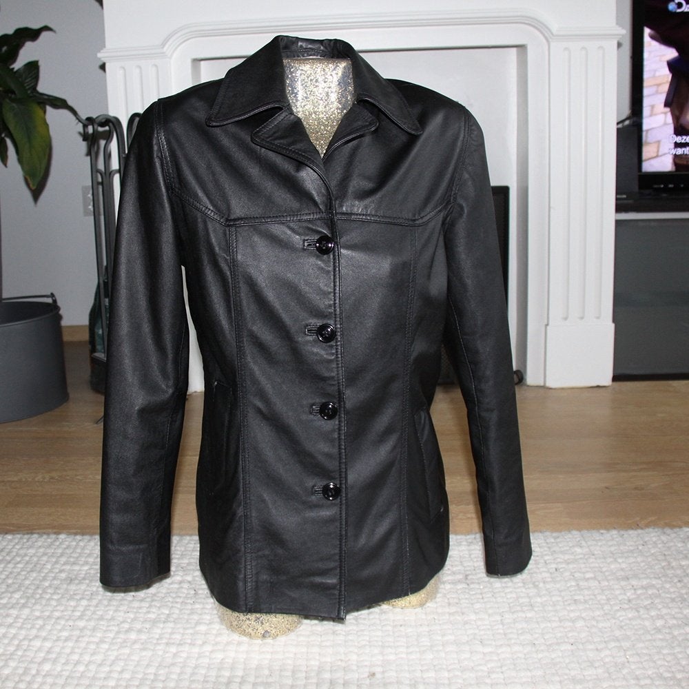 Zwart Soepel Leren Dames Jasje (S) € 55,-, Zwart, Ophalen of Verzenden, Maat 36 (S), Onbekend