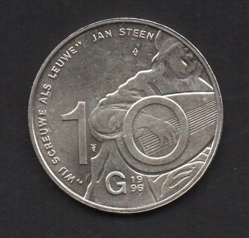 Zilveren 10 Gulden 1996 Koningin Beatrix / Jan Steen, Koningin Beatrix, Zilver, Ophalen of Verzenden, Losse munt