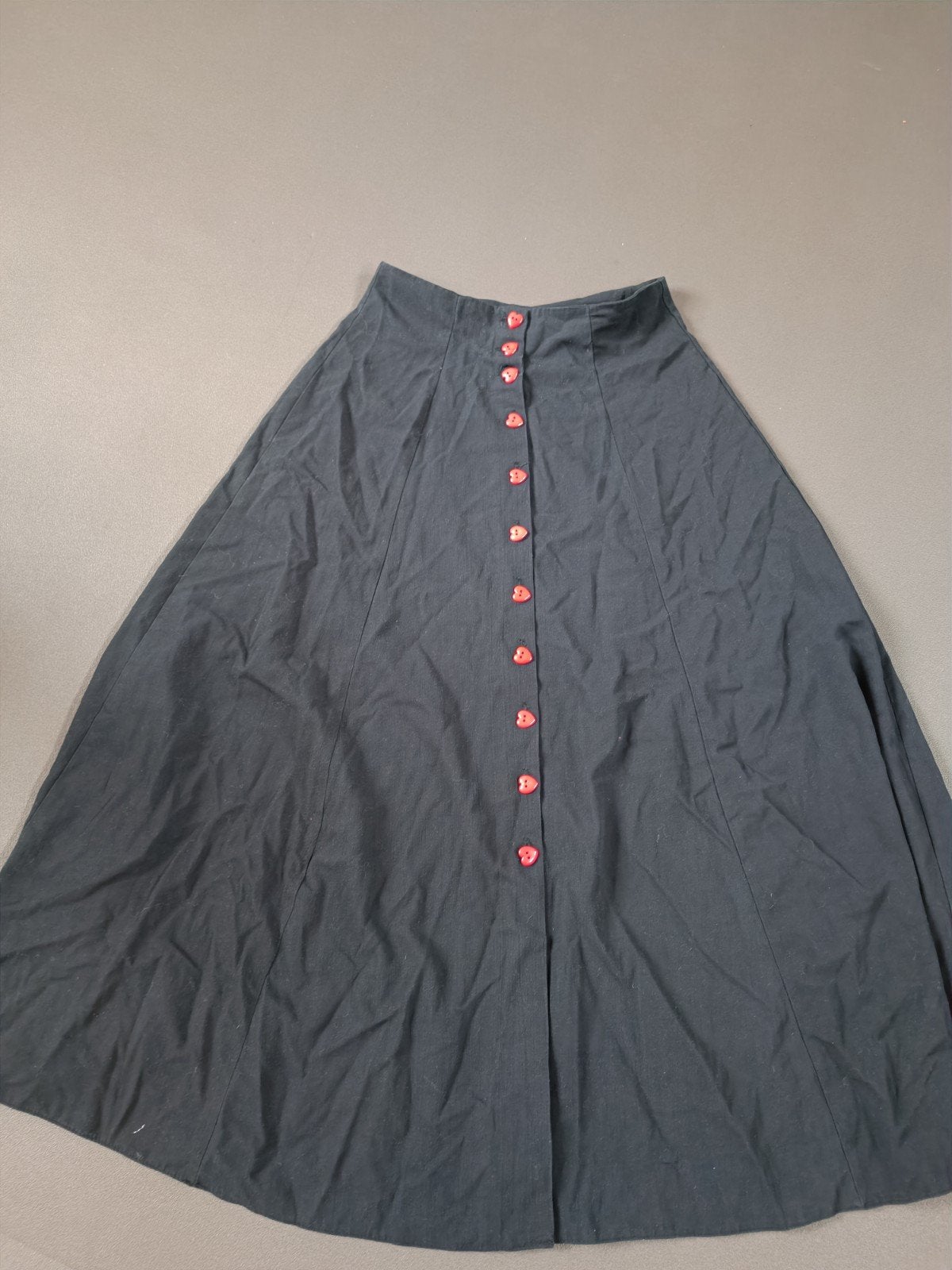 Donkerblauwe vintage rok 50's stijl met hartjes knoopjes, Blauw, Ophalen of Verzenden, Maat 34 (XS) of kleiner, Gedragen