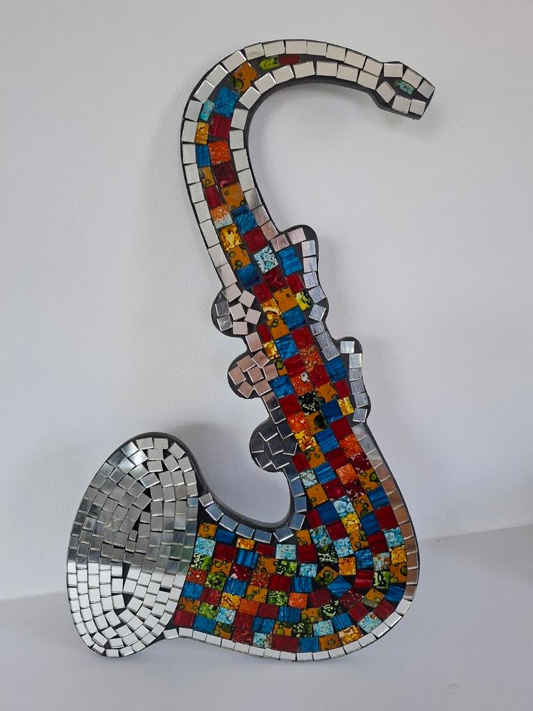Mozaïek saxofoon wanddecoratie, Ophalen of Verzenden, Gebruikt, Overige typen