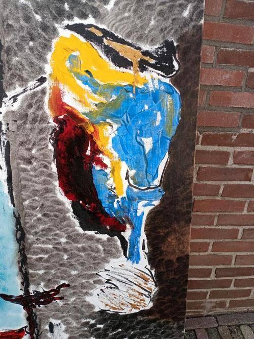 Grappig Leuk schilderij Hoogte 130 Breed 110, Ophalen, 125 cm of meer, Zo goed als nieuw, Schilderij