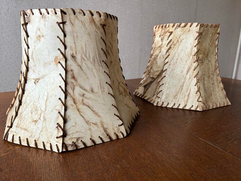 Set van 2 leren lampenkappen, Ophalen, Gebruikt, Beige, Overige vormen
