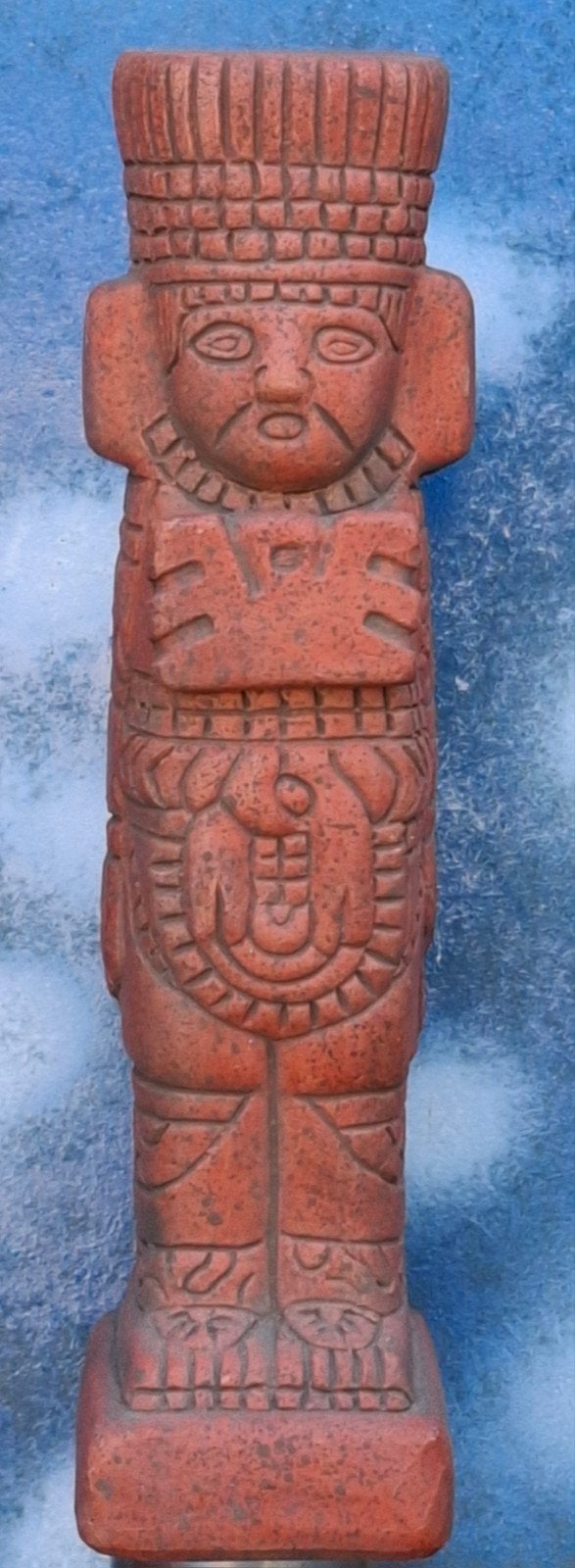 Mexicaanse Tula Warrior. Terra-cotta sculptuur.  27 cm., Ophalen, Handgemaakt, Rood, 27 cm