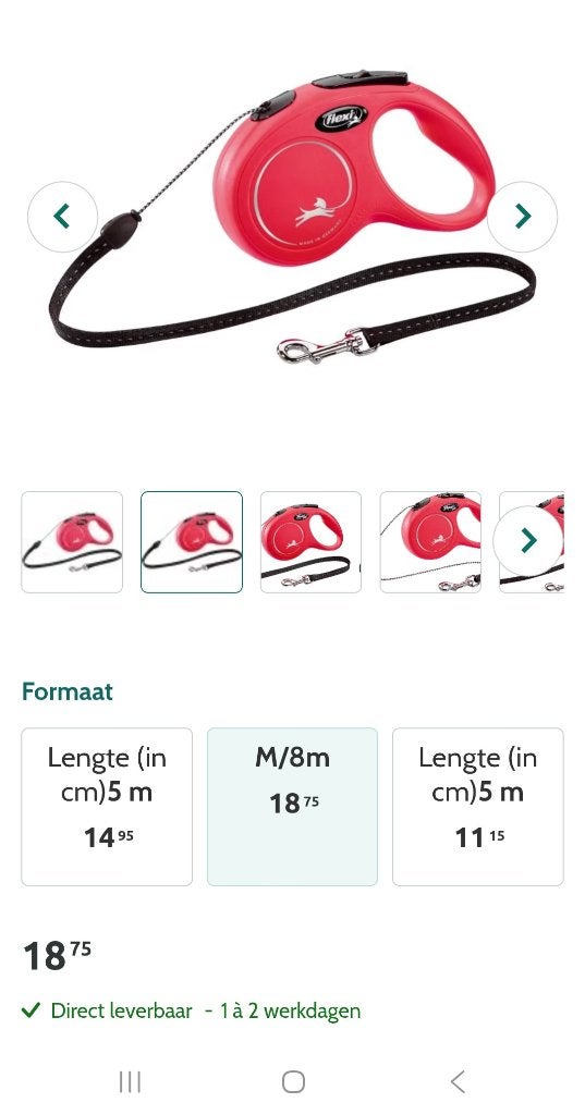 Flexi rollijn hond 8 meter, Ophalen of Verzenden, Gebruikt, Hondenriem