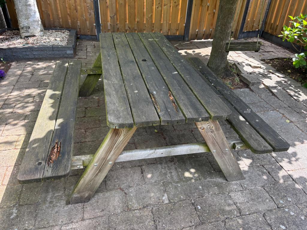 Picknicktafel, Ophalen of Verzenden, Gebruikt, Rechthoekig, Hout
