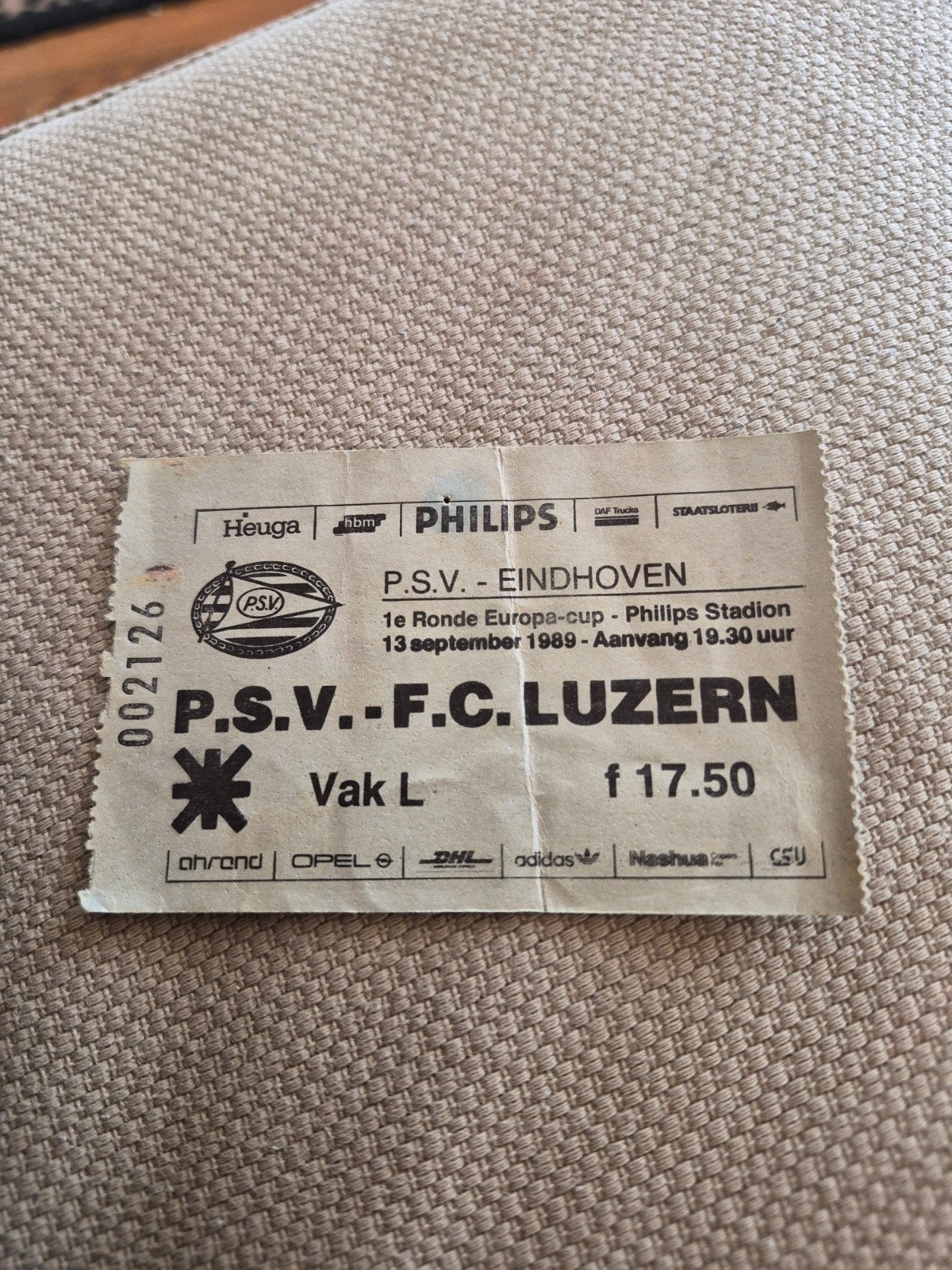 Ticket PSV - FC Luzern, Ophalen of Verzenden, Gebruikt, PSV, Overige typen