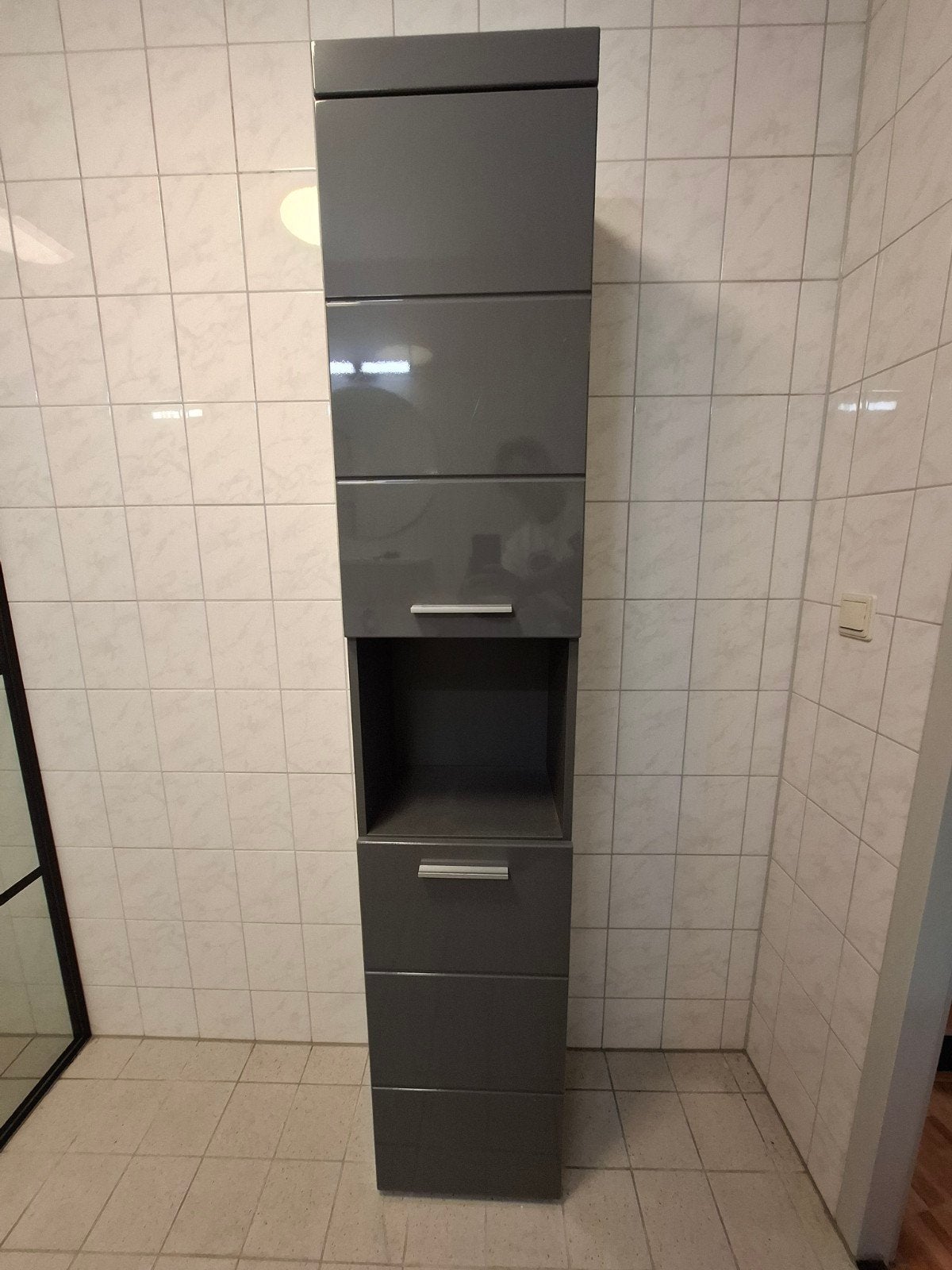 badkamer kast grijs, Ophalen, (Half)hoge kast, Minder dan 50 cm, Zo goed als nieuw