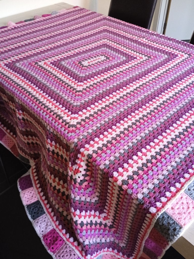 vintage handgemaakte gehaakte plaid, Ophalen of Verzenden, Zo goed als nieuw