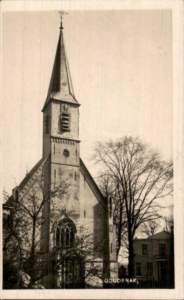 Gouderak - Fotokaart - Bromografia - kerk, Verzamelen, Ansichtkaarten | Nederland, Ophalen of Verzenden, Voor 1920, Gelopen, Zuid-Holland