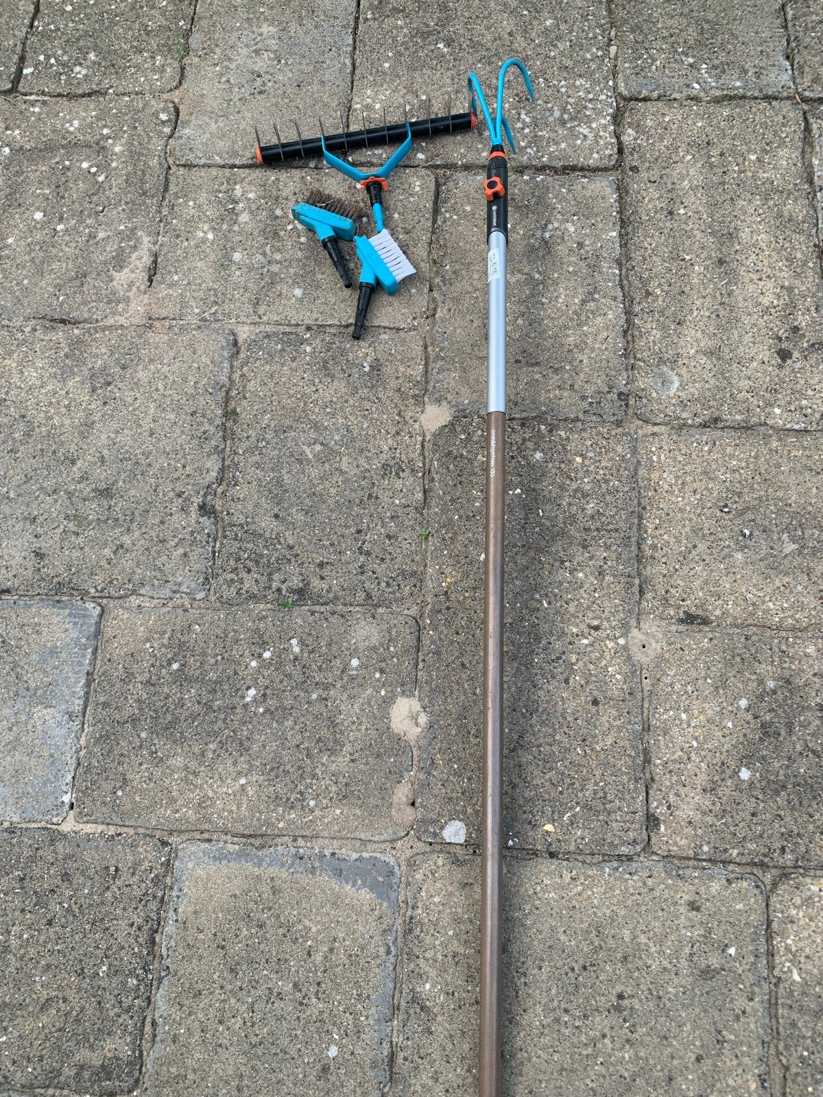 Gardena Hark en Borstels Set - Tuinonderhoud, Ophalen of Verzenden, Gebruikt, Hark