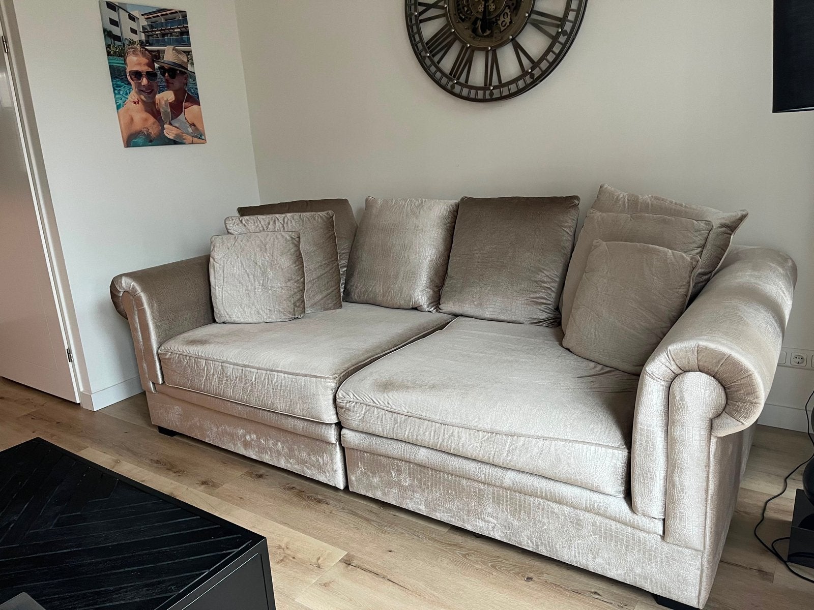Luxe 2-zits bank ROFRA in beige  stof, zo goed als nieuw, Ophalen, 100 tot 125 cm, Tweepersoons, Zo goed als nieuw