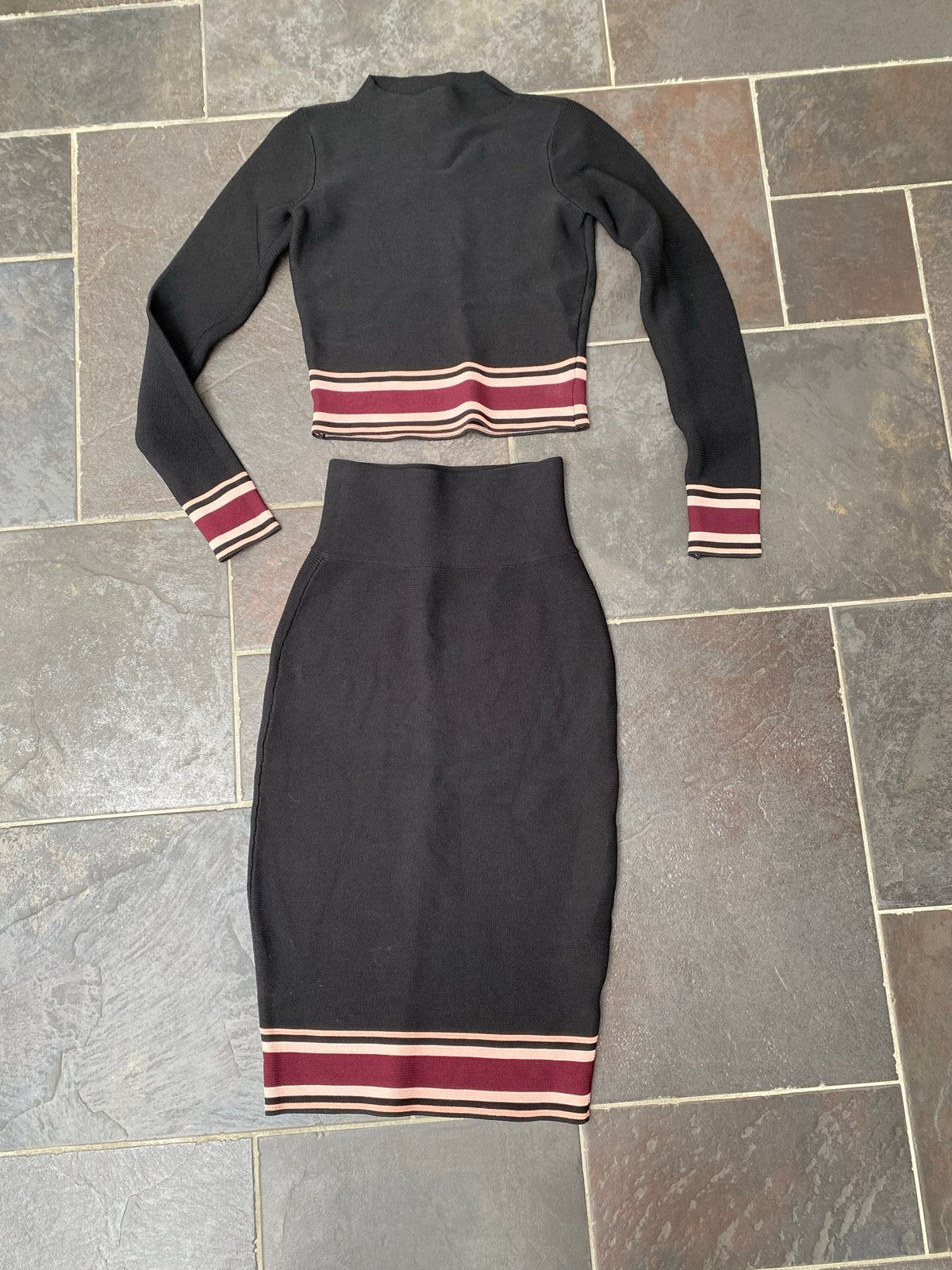 Nikkie tweedelige set - rok en top, Zwart, Ophalen of Verzenden, Zo goed als nieuw, Maat 36 (S)