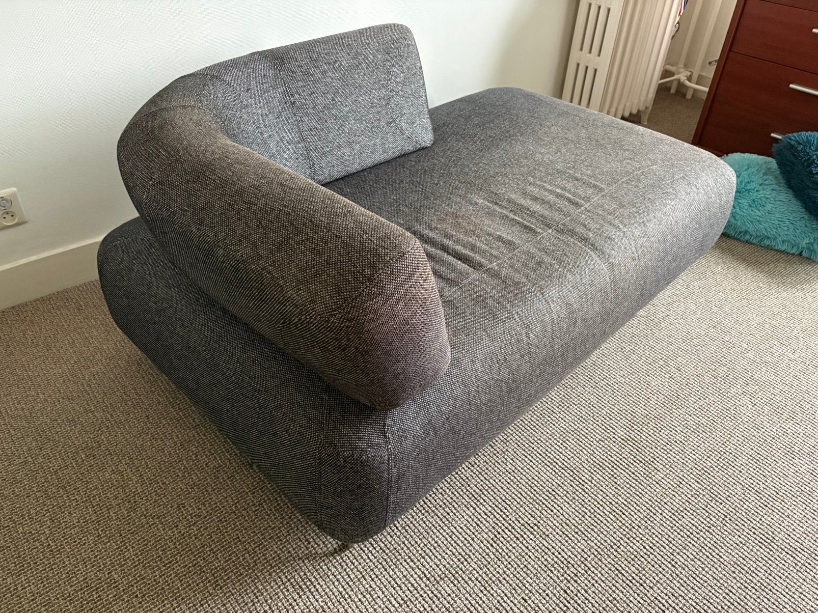 Chaise longue - grijs, Ophalen, 150 tot 200 cm, Tweepersoons, 75 tot 100 cm