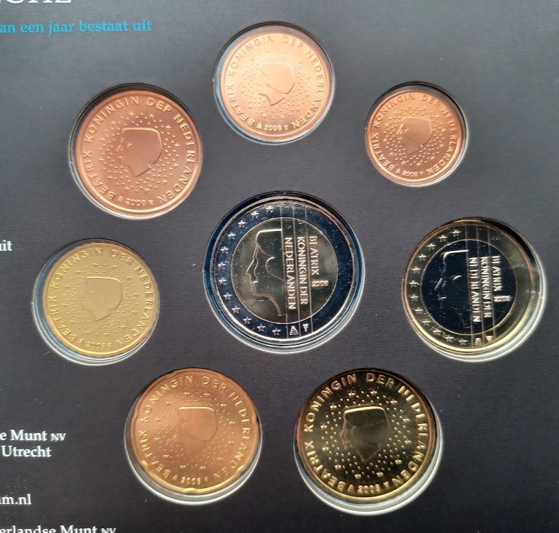 Nationale jaarset Nederland 2008 BU, Verzenden, Koningin Beatrix, Euro's, Setje