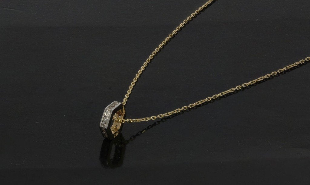 Nieuwe 14k anker ketting goud dame zirkonia hanger briljant, Voordeelsieraden, Nieuw, Ophalen of Verzenden, Met edelsteen