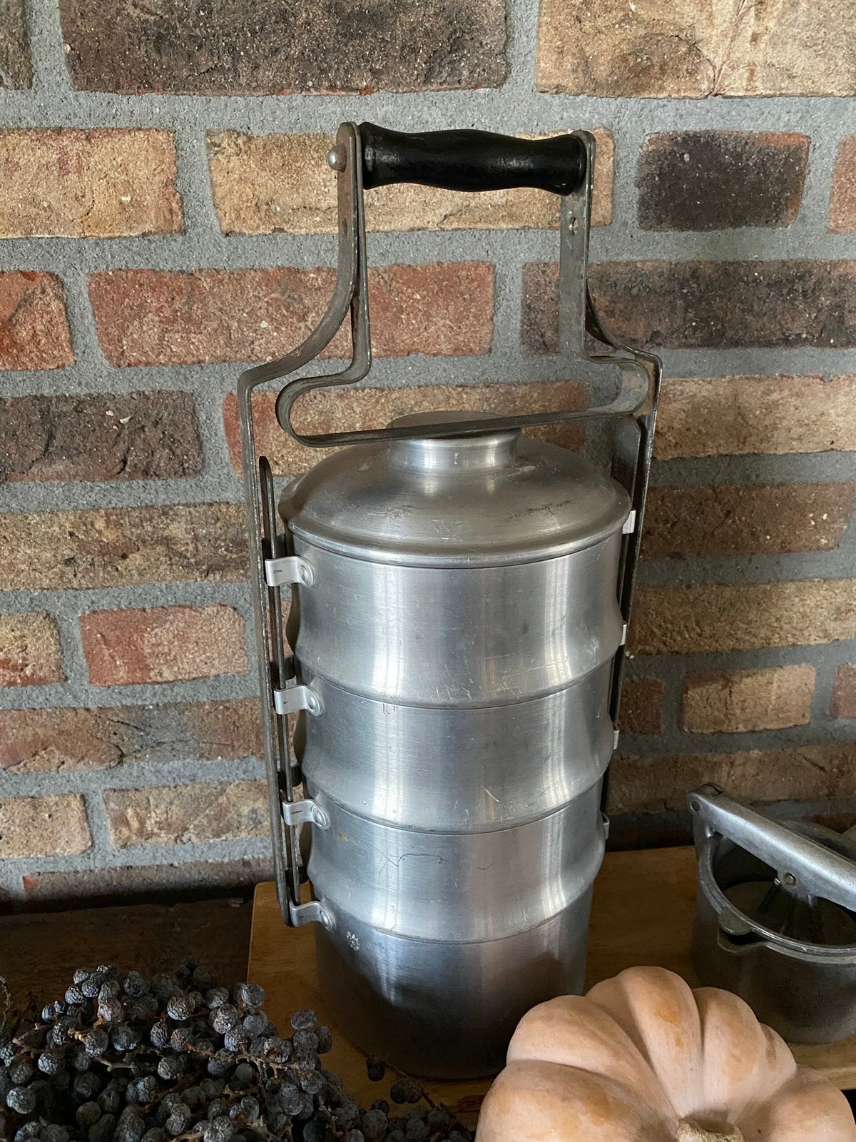 Vintage stapelbare aluminium lunchbox, Henkelmann, Ophalen of Verzenden