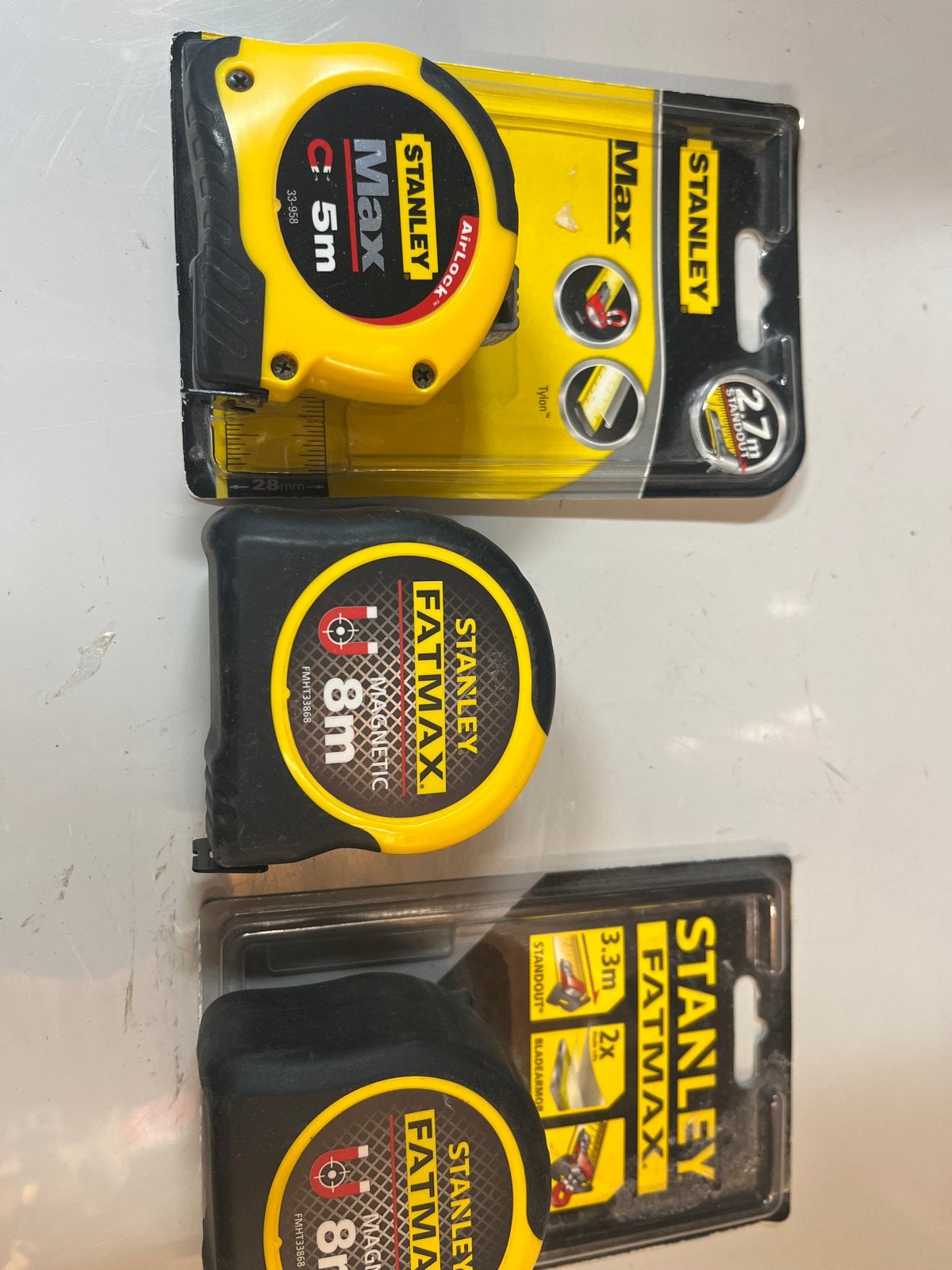 3x Nieuwe Stanley Rolmaten: Max 5m & FatMax 8m, Ophalen of Verzenden, Nieuw, Rolmaat/meetlint, Stanley