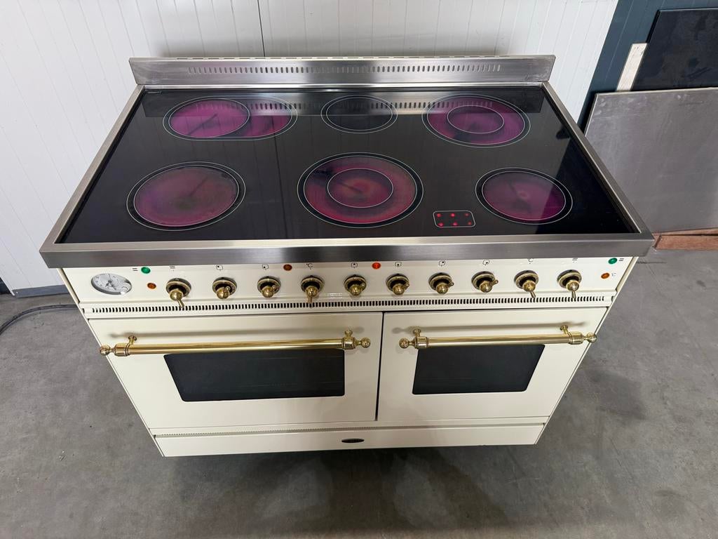 Boretti Fornuis met Keramische Kookplaat en Dubbele Oven, Bella, Hete lucht, 60 cm of meer, Keramisch