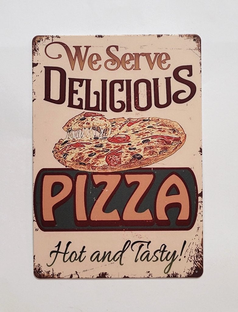 Delicious Pizza Tasty reclamebord van metaal wandbord deco, Reclamebord, Info@deconoord.nl, Deco Noord, Nieuw