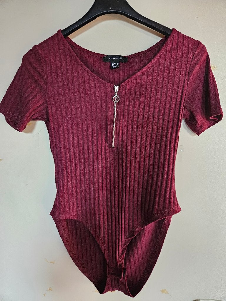 Bordeaux rood bodystocking, maat 38, Atmosphere, Verzenden, Rood, Body of Korset