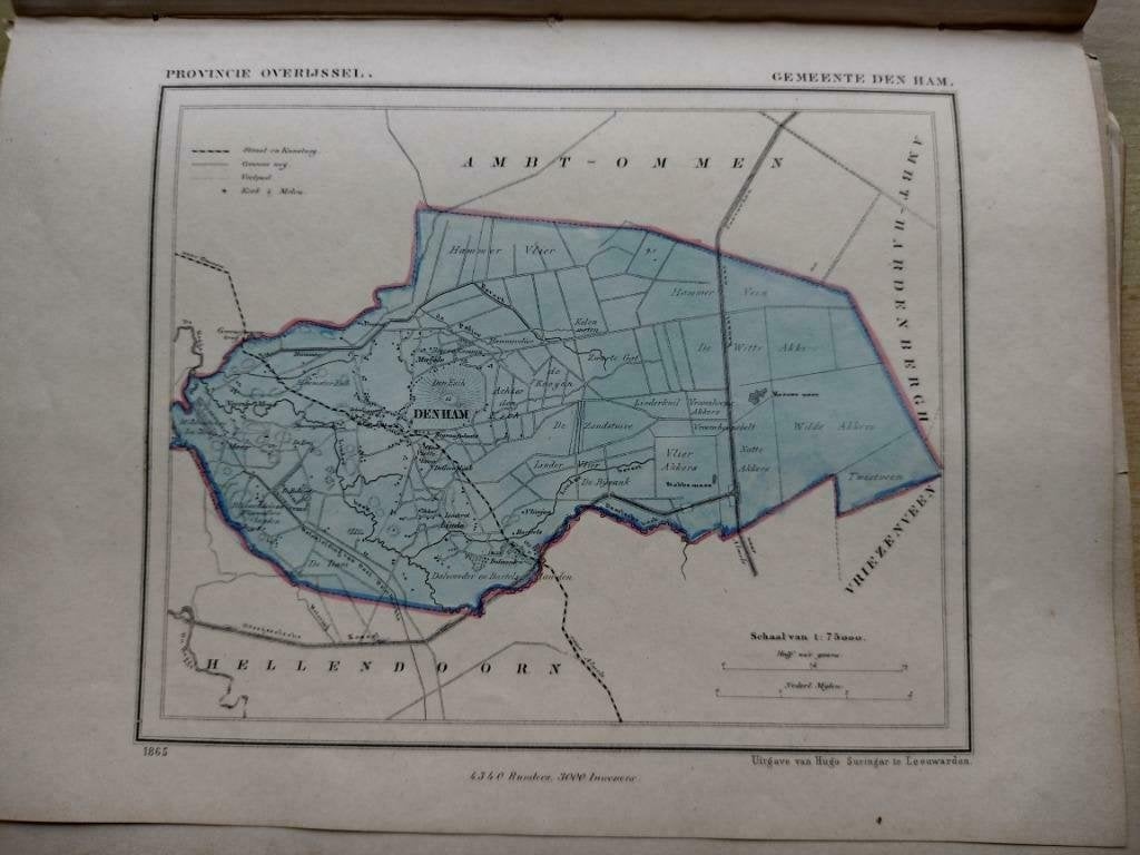 23 / Den Ham / Linde / Meer/ Litho 1865 Kuyper  OV, Ophalen of Verzenden