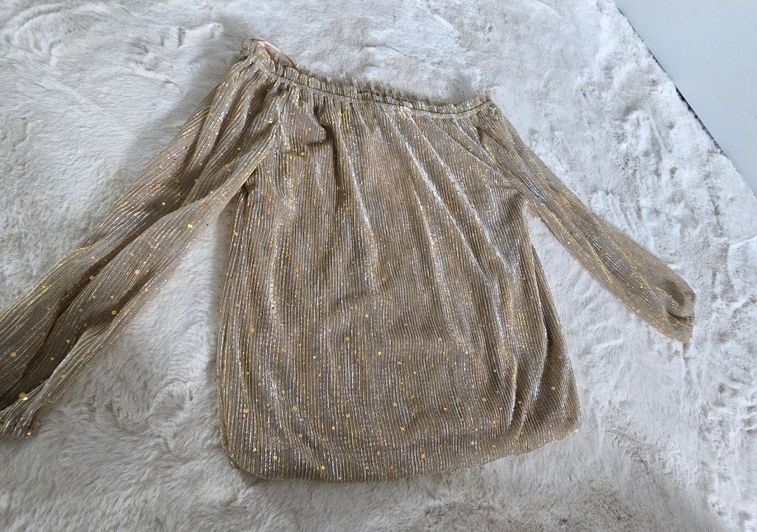 Gouden glitter off-shoulder top van LUC & CE, LUC & CE, Verzenden, Nieuw, Lange mouw