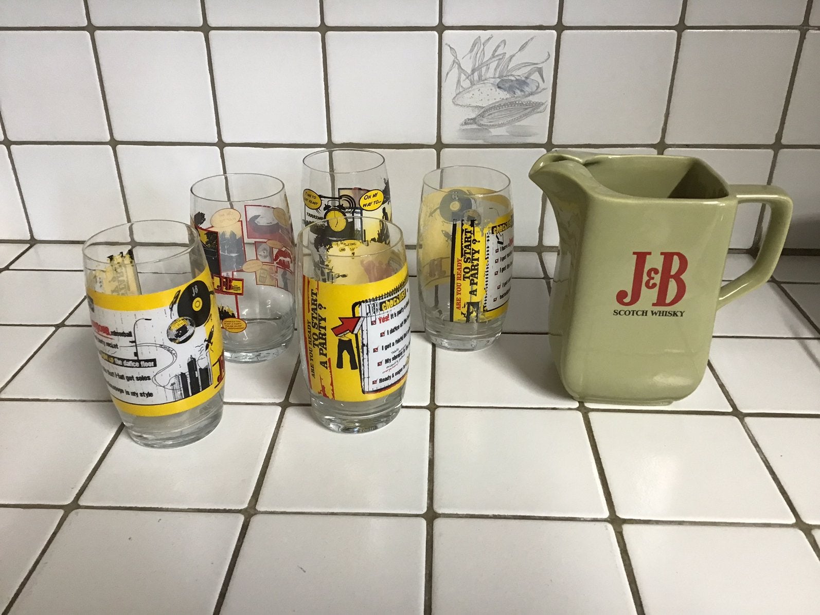 Stel whiskeyglazen met karaf J&B, Ophalen of Verzenden, Zo goed als nieuw, Overige typen