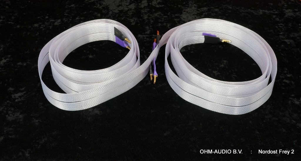Nordost Norse Frey 2 Luidsprekerkabel, 3.0m, Banaanstekkers, Ophalen of Verzenden, Zo goed als nieuw, 2 tot 5 meter, Luidsprekerkabel