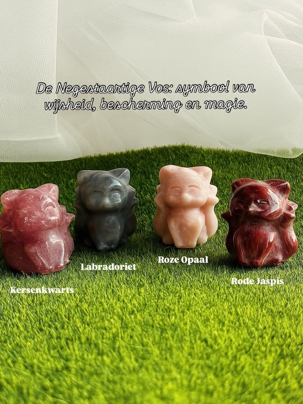 Kitsune kwarts sculpturen - Japanse negenstaartige vos, Verzamelen, Beelden en Beeldjes, Ophalen of Verzenden, Nieuw, Fantasy