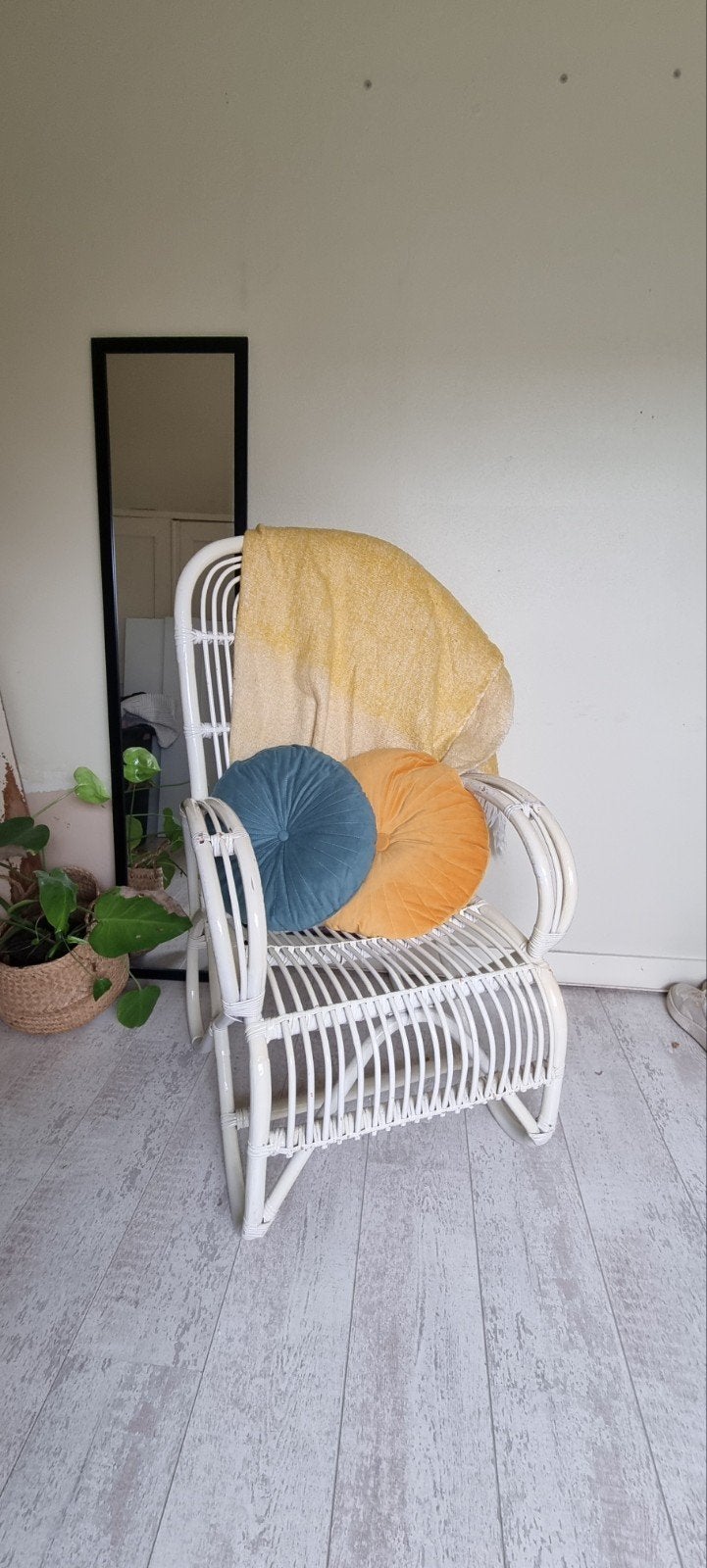 Rotan stoel- bohemian, ibiza,, landelijk, brocant, Huis en Inrichting, Ophalen, 50 tot 75 cm