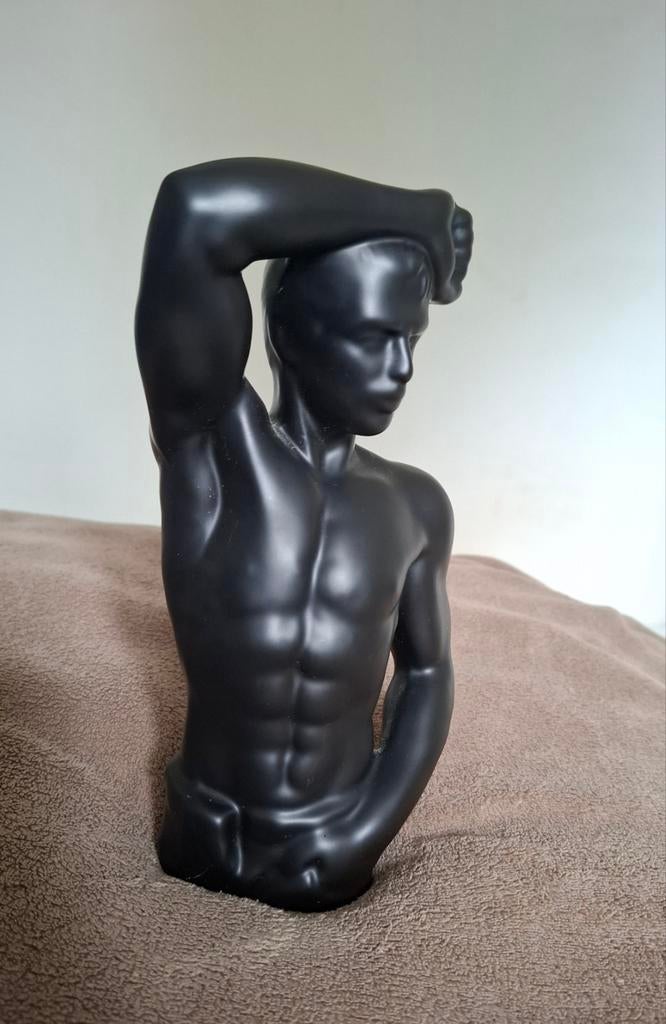 Vintage Keramisch Mannen Torso Mat Zwart ZGAN!, Ophalen of Verzenden, Zo goed als nieuw, Dier