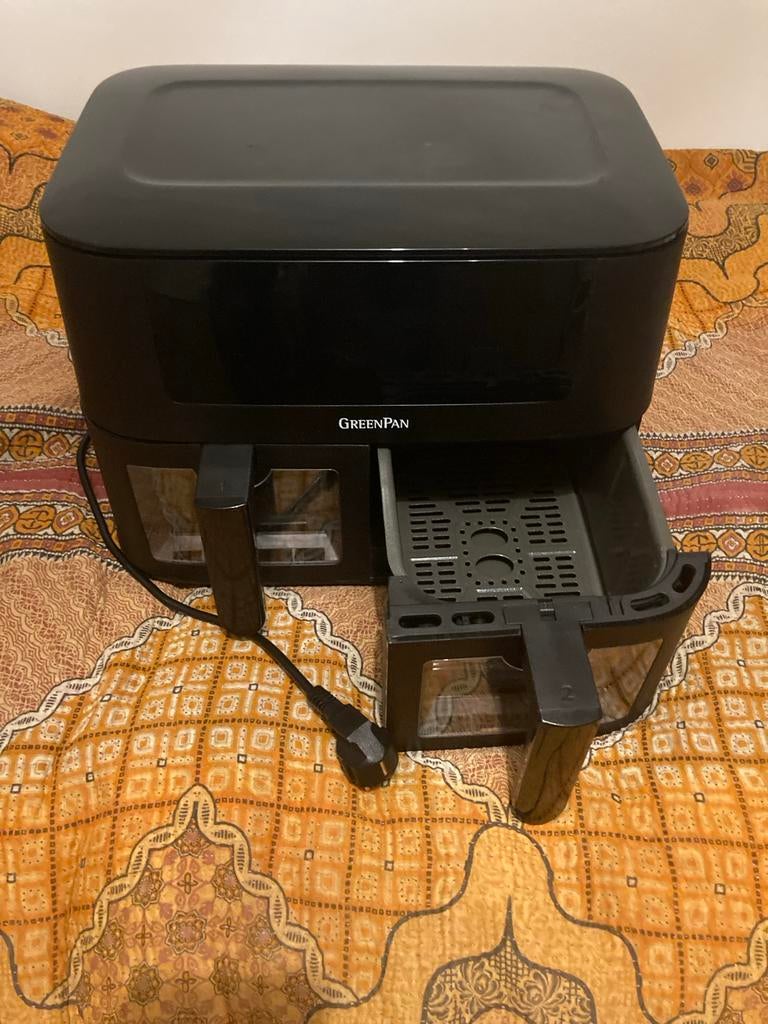 Greenpan Bistro Dubbele Airfryer 2x 4L - Z.G.A.N., Witgoed en Apparatuur, Airfryers, Ophalen, Zo goed als nieuw, Airfryer, 1500 gram of meer